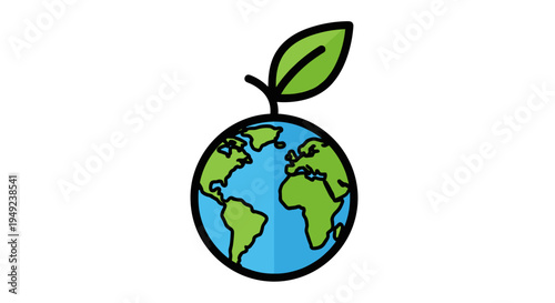 Earth Globe with Green Leaf.