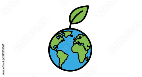 Earth with green leaf globe.