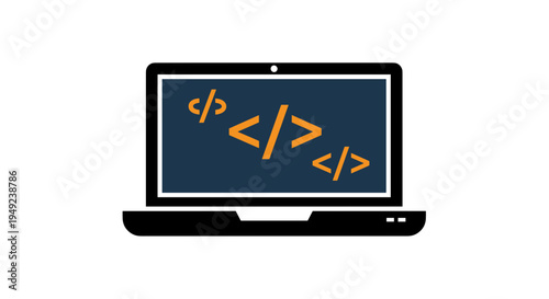 Laptop with coding on screen.