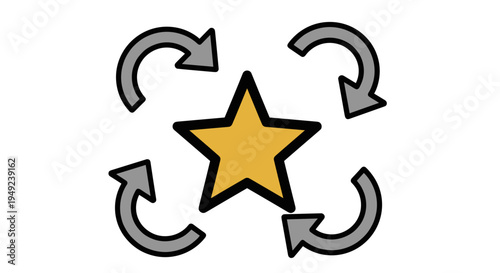 Star with rotating arrows symbol.