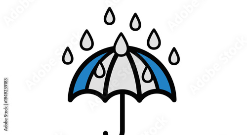 Umbrella with rain drops falling.