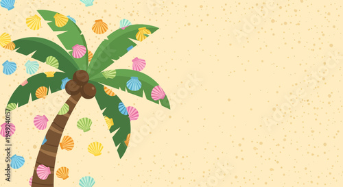 Festive Palm Tree with Colorful Ornaments.