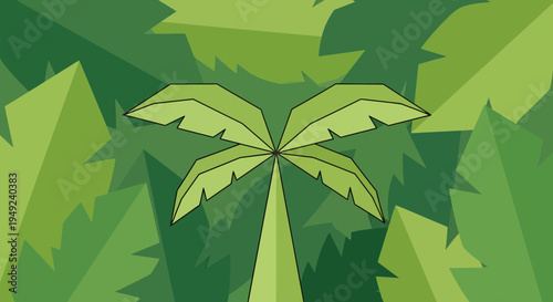 Stylized Palm Tree Top View Greenery.