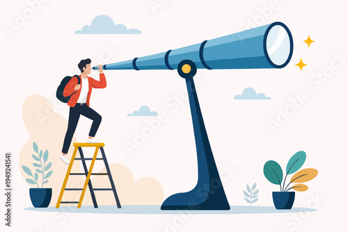 Looking Through Telescope View