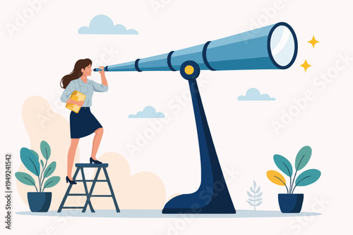 Looking Through Telescope View