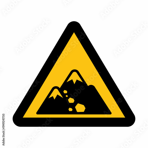 Warning sign of a potential landslide in mountainous areas