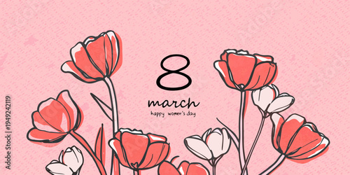 Floral illustration celebrating international women s day on march eighth