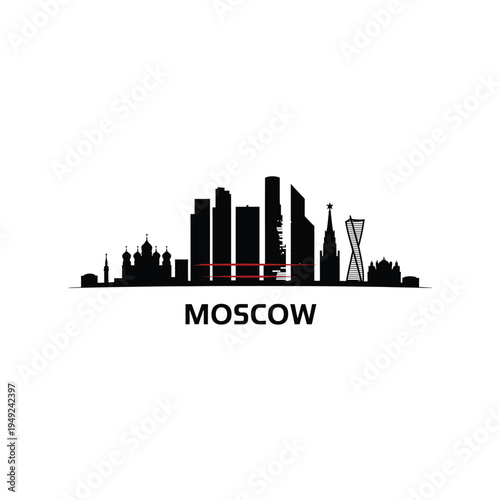 A stark silhouette of the moscow skyline with the city s name