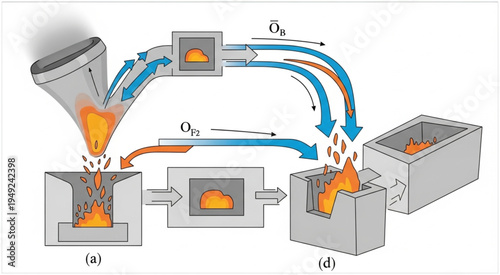 Schematic Diagram of Steelmaking Process with Oxygen Injection.