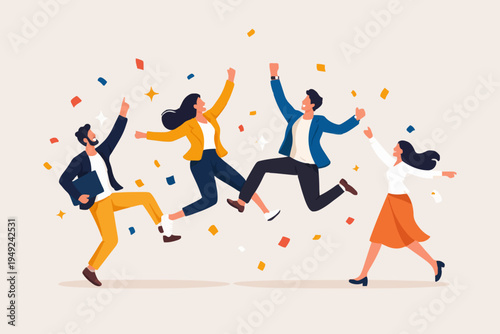 Happy People Jumping For Joy