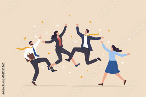 Happy People Jumping For Joy