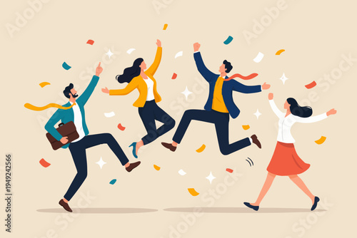 Happy People Jumping For Joy