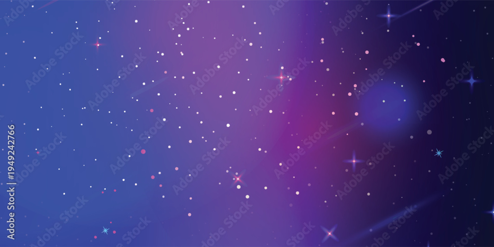 Obraz premium Abstract background with starry night sky and deep purple blue gradient.