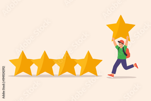 Good Review And Happy Person