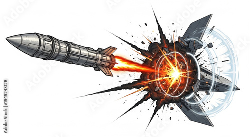 Rocket Impact Illustration - High-Speed Projectile Striking Target with Force.