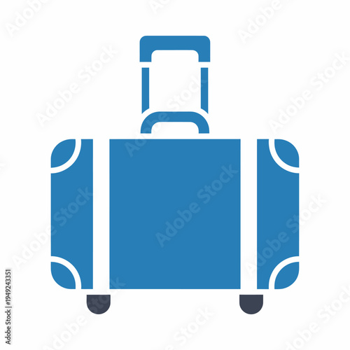 A blue suitcase, ready for a journey, perfect for travel concepts. The suitcase is a sleek design, suitable for any traveler. 