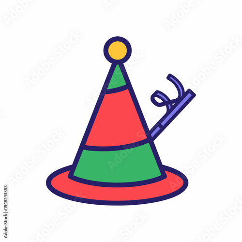 Festive party hat with playful design and vibrant color palette