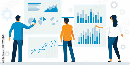 Data analysis and business strategy visualized with charts and collaborative teamwork