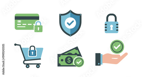Security Icons for Online Transactions and Finance.