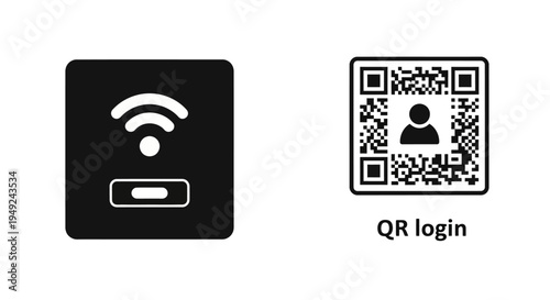 QR Code Login Authentication Technology Icons.