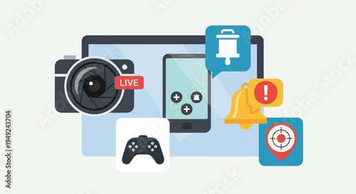 Collection of Modern Electronic Devices and Icons.