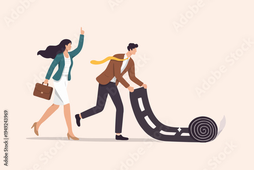 Business people and road ahead