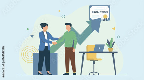 Business professionals shaking hands for promotion and career growth