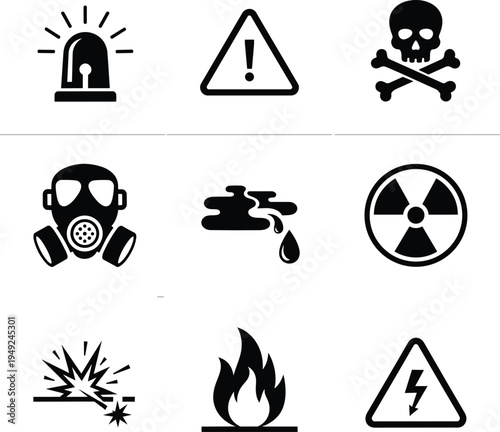 hazard warning signs and symbols for safety and danger alert systems
