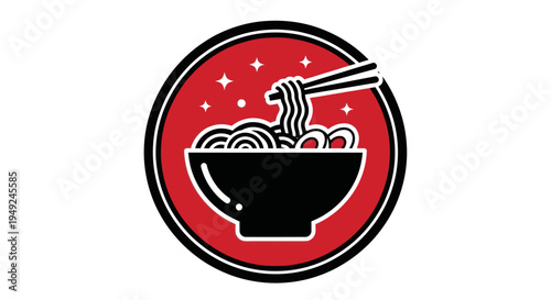 Noodle bowl illustration on white background
