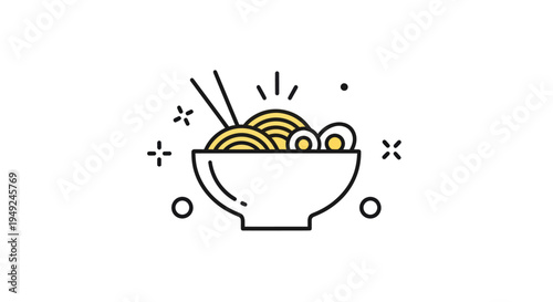 Noodle bowl illustration with chopsticks