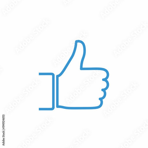 A simple blue thumbs up illustration, ideal for conveying approval and support.