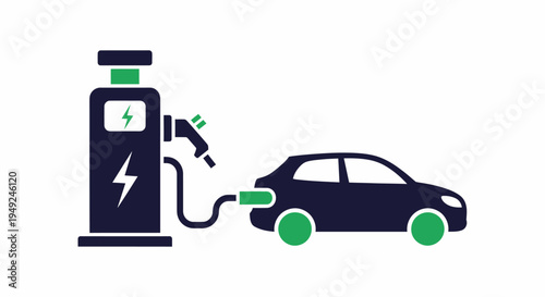 An Electric Car at a Charging Station. Showcasing sustainable transportation and clean energy