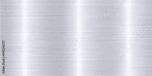 Polished silver stainless steel sheet with a brushed metal texture and industrial grey aluminum surface pattern for a metallic background plate
