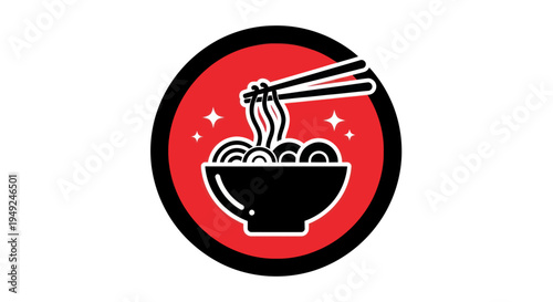 Noodle bowl with chopsticks graphic design