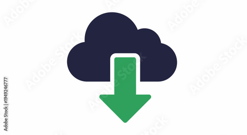 Simple cloud icon with downward arrow, conveying data download and internet concepts