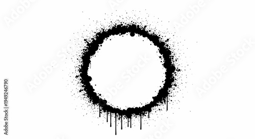 An artistic, splattered ink circle, offering a versatile design element for creative projects.