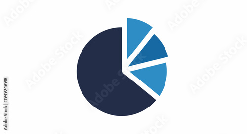 A visual representation of a pie chart, showcasing data distribution with blue shades. The pie chart is neatly sectioned