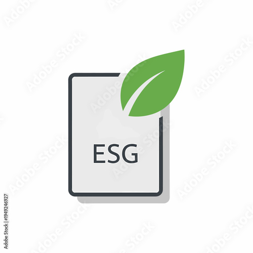 ESG file concept with green leaf, symbol of environmental, social, and governance concept, the file conveys sustainable concept