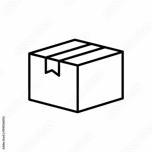 A line art illustration of a closed cardboard box, ready for shipping or storage