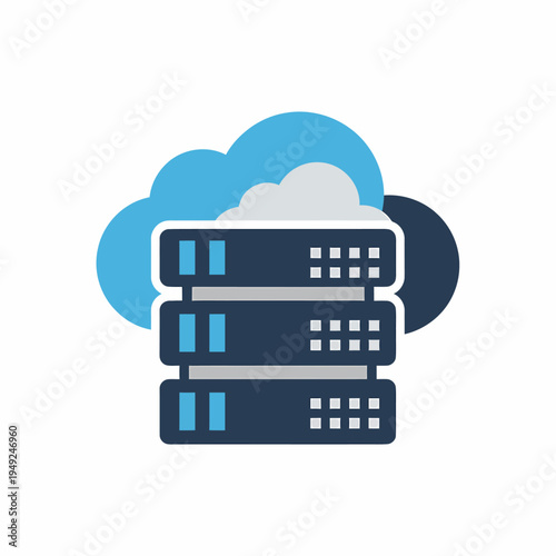 Data servers with cloud computing and technology icon. Represents a strong, secure server