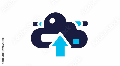 A graphic icon that depicts uploading data to the cloud