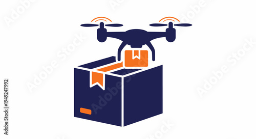Modern drone technology delivering a package swiftly and efficiently. The image portrays innovation in the delivery service. 
