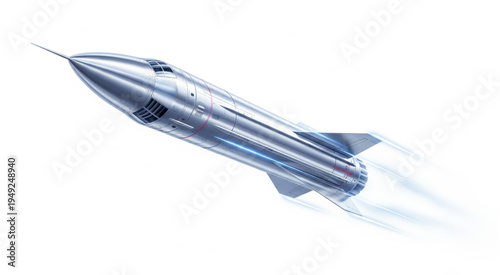 Futuristic Rocket Soaring Through Space with Vapor Trails.