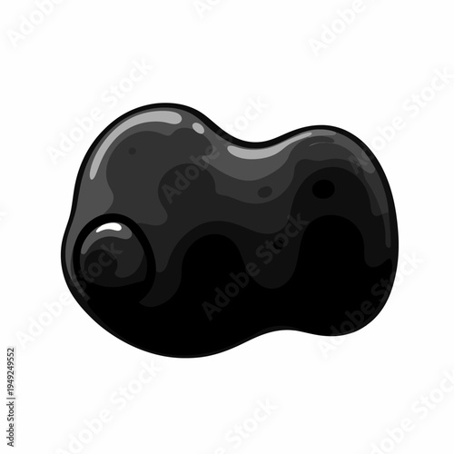 A detailed illustration of a dark, glistening oil spill