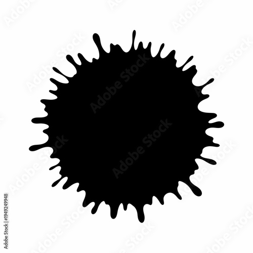 Abstract Black Ink Splatter. A dark, textured inkblot with an organic shape.