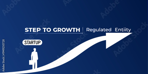 Step to growth a person climbing an arrow representing business progress