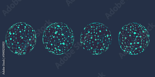 Four stylized egg shapes formed from interconnected glowing network lines