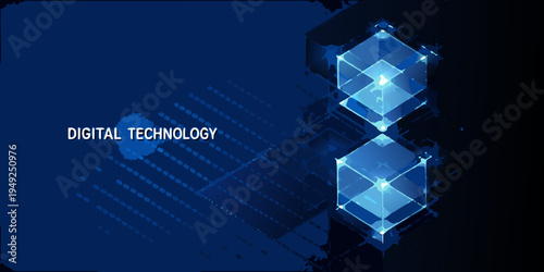 Abstract geometric shapes representing digital technology and futuristic concepts