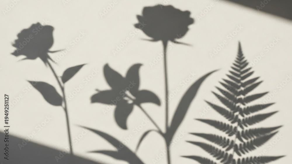Obraz premium A minimalist illustration of flower silhouettes on a plain background