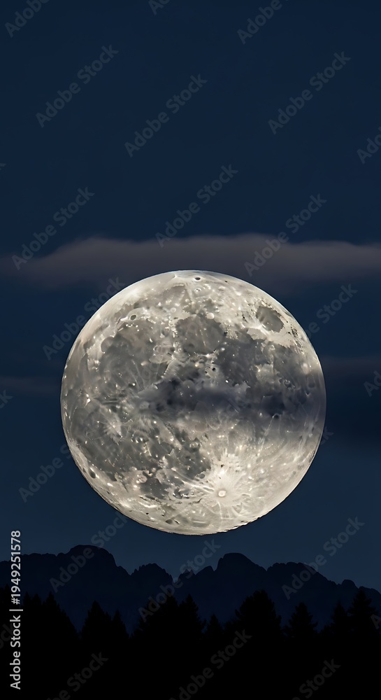 Fototapeta premium Full Moon Rising Above the Horizon - A Nighttime Spectacle.
